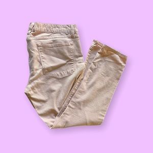 J. Crew Jeans Toothpick ankle sz 32 
87% cotton 10% rayon 3% elastane
Pink